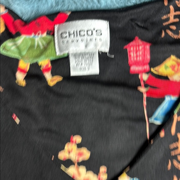 Chico's Black Oriental Print  Sleeveless 2 piece Set - Picture 3 of 7